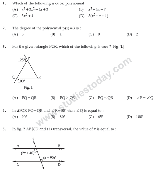 Cbse Class 9 Mathematics Sample Paper Set 25